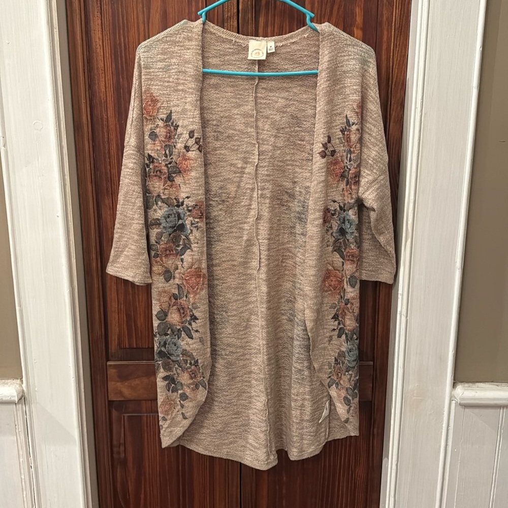 Sheer floral cardigan